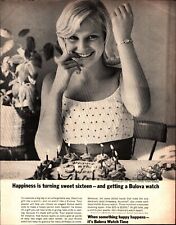 1964 Bulova Watch Sweet 16 Pretty girl Birthday Cake Vtg Magazine Print Ad c1 picture