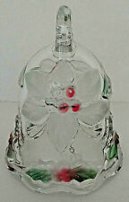 Mikasa Glass Bell Crystal Red Green Holly Berries Heavy Frosted Holiday Bloom picture