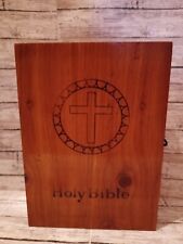 1975 Vintage Holy Bible Wooden Carrying Case Carpenter's Union Made Holy... picture