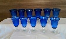 ARTLAND Etched Stemmed Glass Wine Water Goblet * Cobalt Blue 11 PCs. picture