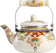 Vintage Floral Enamel Tea Kettle - Elegant 2.5L Stovetop Teapot by picture