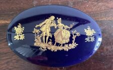 Lovely Vintage Limoges France Trinket Box Dish & Lid  Porcelain Courting Couple picture