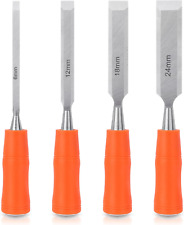 4 Piece Wood Woodworking Chisel Set with Steel Hammer End 6Mm, 12Mm, 18Mm, 24Mm picture