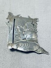 TRADITIONAL VINTAGE NAVAJO STERLING SILVER WEAVER PIN picture
