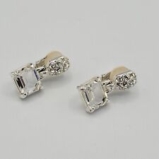 Vintage Swarovski Signed Crystal Rhinestone Silver Tone Clip On Earrings picture