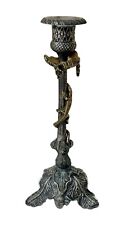 Candlestick Lizard Grape Candle Holder Vintage Metal Gold Silver 10” Climbing picture
