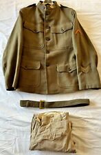 ORIGINAL WW1 US ARMY WOOL  JACKET  TUNIC W/ WW1 ARMY PANTS TROUSERS PATCHES BELT picture