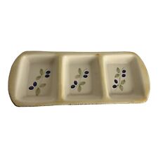 3 Section Stoneware Earthen Relish Serving Dish Tray Olives 15