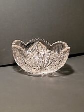 Vtg Ornate Brilliant Cut Glass Crystal Bowl Sawtooth Scallop Edge Effervescent picture