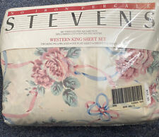 Stevens Ribbon Rhapsody WESTERN KING Sheet Set  New Sealed Vintage Roses picture