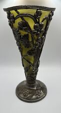 Vintage Godinger Silver Art Ornate Daisy Flowers Silver Plated Vase &  Lucite picture