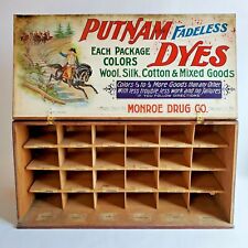 1920’s Antique Putnam Fadeless Dyes Wood Cabinet Monroe Drug Company Cabinet picture