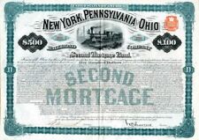 New York, Pennsylvania and Ohio Railroad Co. - $500 - Bond (Uncanceled) - Railro picture
