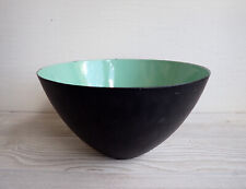 Vintage KRENIT Herbert Krenchel Danish MCM Black Turquoise Large Enamel Bowl picture