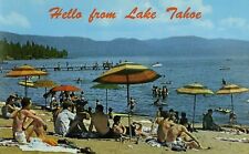 Hello From King's Beach Lake Tahoe, CA Landscape Vintage Postcard P95 picture