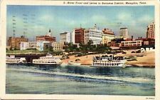 Memphis TN Riverfront Levee To Business District Vintage Postcard Riverboats picture