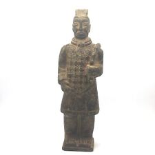 Antique Terracotta Standing Chinese China Warrior Soldier Guard Statue Idol 13.5 picture