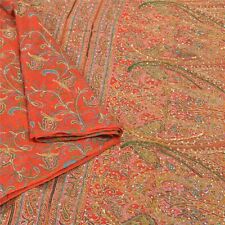 Sanskriti Vintage Red Sarees Art Silk Hand Beaded Premium Zari Sari Fabric picture