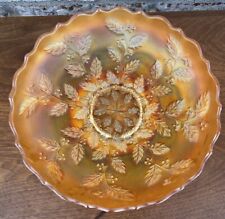 Carnival Marigold Bowl with Iridescent Colors Leaves Holly 8