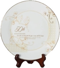 50th Wedding Anniversary Love Sees with the Heart Porcelain Plate with Stand by picture