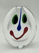 Orrefors Sweden Smiley Face Crystal Artist Signed Vase picture