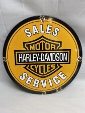 HARLEY DAVIDSON MOTORCYCLES PORCELAIN VINTAGE STYLE SALES SERVICE SIGN picture