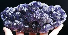 718.5g Natural Transparent Purple Blue Cube Fluorite Crystal Mineral  Specimen picture