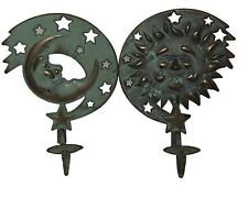 Vintage Hanging Metal Moon And Stars Sconces Green ￼ picture