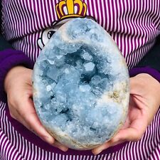 5.5LB Natural Blue Celestite Geode Quartz Crystal Mineral Specimen Healing picture