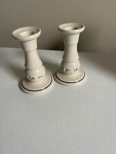 Pair Of Longaberger Woven Traditions Classic Blue Candlesticks 5” picture