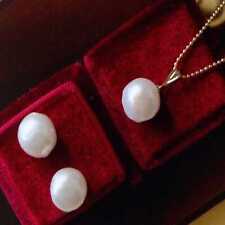 11-12mm Fashion White round fresh water Pearl Earrings pendant Tibetan Gold picture