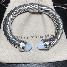 David Yurman Sterling Silver 10mm Cable Bracelet with Moonstone & Diamonds picture