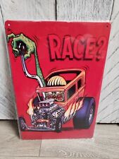 Rat Fink Race Tin Wall Sign 8X12 picture