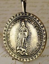 ANTIQUE DATED 1804 GUADALUPE MEXICO SHRINE PILGRIMAGE BRONZE ROSARY MEDAL picture