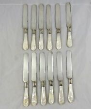 12 1847 Rogers Bros. Silver Mother of Pearl Gilded Age Handled Knives 8