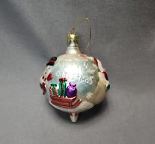 Vintage Blown Mercury Glass Christmas Ornament Snowman Couple w/Gifts 5
