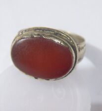 1700s antique tribal wedding ring sz 9.5 Dagestan central Asia carnelian hf1723 picture