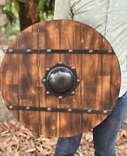 Medieval Wooden Viking Handmade Round Unique Shield Crusader Armor Engraved Item picture