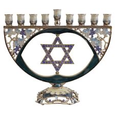  Menorah Jeweled Hanukkah Candle Holder with Star of David picture