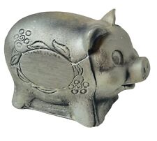 VTG BANTHRICO PIGGY BANK PEWTER 1974 COIN STILL HEAVY ENGRAVABLE METAL CURLICUE picture