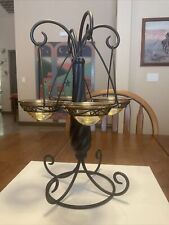 MCM Twisted Iron 4 Votive Candlebra With Amber Glass FABULOUS picture