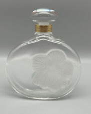 Lalique France Frosted Clear Crystal Vintage Perfume Bottle Flowers 6.5” Signed picture