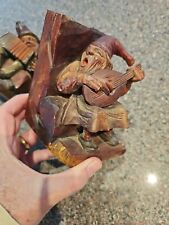 Black Forest ANRI Carved Wood Musician Gnomes Bookends Salzburg Kitch Vintage picture