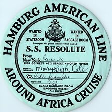 USED c1930s SS Hamburg American Line Luggage Label Mediterranean Steamship 2C picture