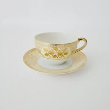 Vintage Chikaramachi Gold & Cream Floral Teacup/Saucer Embossed & Hand-Painted picture