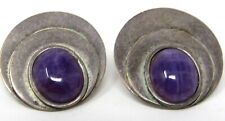 Purple Stone Sterling Silver Earrings Pierced Original Native NM US Seller picture