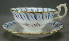 Antique Samuel Alcock Pattern 6021 Blue Red Purple Floral & Gold Cup & Saucer B picture
