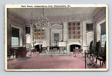 Philadelphia Pennsylvania Independence Hall Main Room WB Cancel WOB Postcard picture