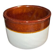 RRP Co. Roseville Stoneware Pottery Crock 2 Tone Brown on Cream Base 6” X 4” picture