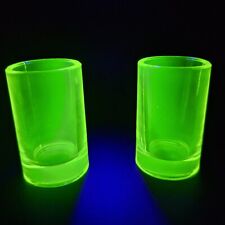 Uranium Glass Shot Vaseline Glass Uranum Depression Glass Glasses Set 2 picture